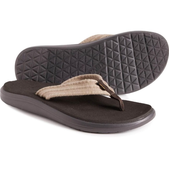 BRAND NEW men teva voya canvas flip flops slippers slides size US 8 & US 12 - Picture 1 of 7